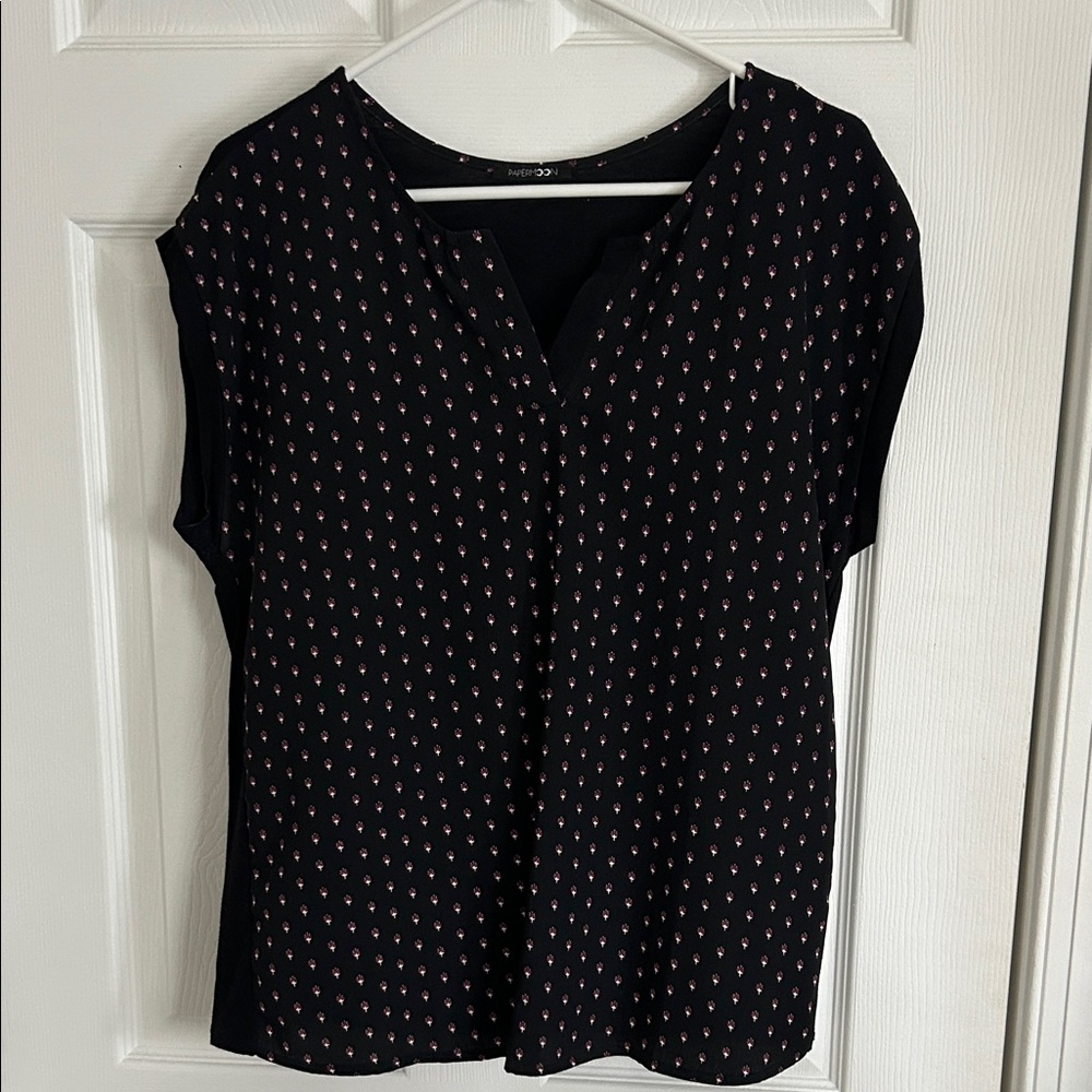 Papermoon Black and Pink Patterned Blouse
